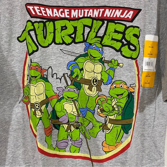 Mens Teenage Mutant Ninja Turtles Short Sleeve Graphic Logo Shirt Size Large NEW - Picture 2 of 6